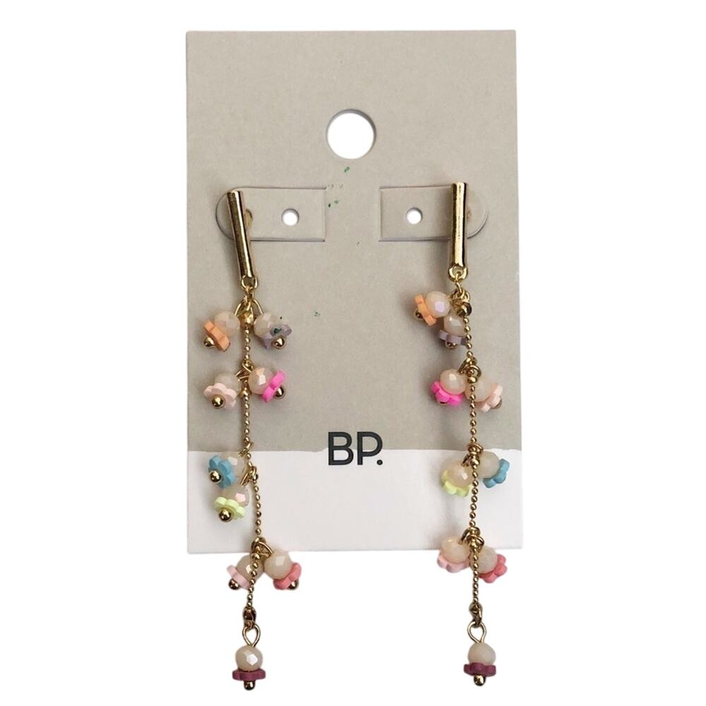 BP Colorful Floral Ball Chain Drop Earrings NEW